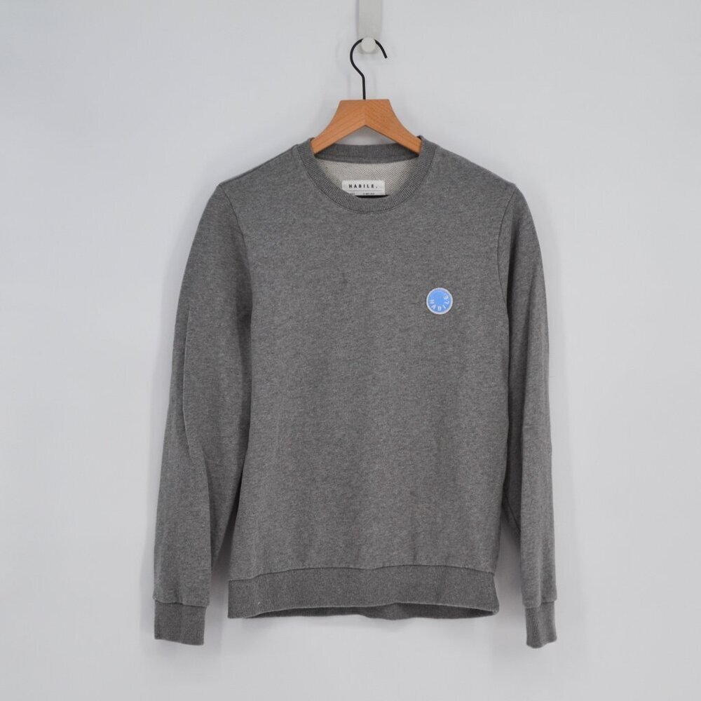 Habile Women's Organic Cotton Crewneck Sweatshirt French Terry Pullover Gray S